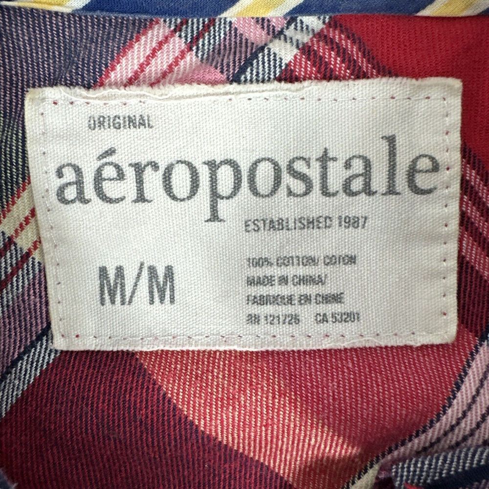 Aeropostale Women's Medium Flannel Shirt Red‎ Button Up Long Sleeve - Picture 3 of 8